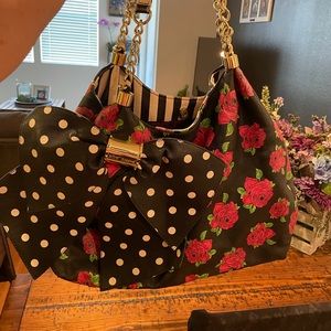 Betsey Johnson Bow-licious Tote Floral & Black Bag